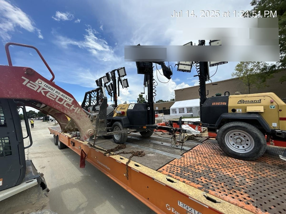 2022 Allmand NLV3GR (4) LED Light Fixture 350W, 23' Vertical Mast, 3kW Prime, Towable, Deep Sea L401, Leveling Jacks, Yanmar T4F 5.8hp