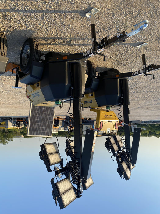 2022 Allmand NLV3GR (4) LED Light Fixture 350W, 23' Vertical Mast, 3kW Prime, Towable, Deep Sea L401, Leveling Jacks, Yanmar T4F 5.8hp