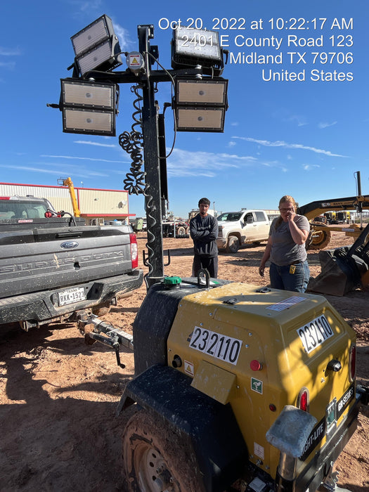 2022 Allmand NLV3GR (4) LED Light Fixture 350W, 23' Vertical Mast, 3kW Prime, Towable, Deep Sea L401, Leveling Jacks, Yanmar T4F 5.8hp