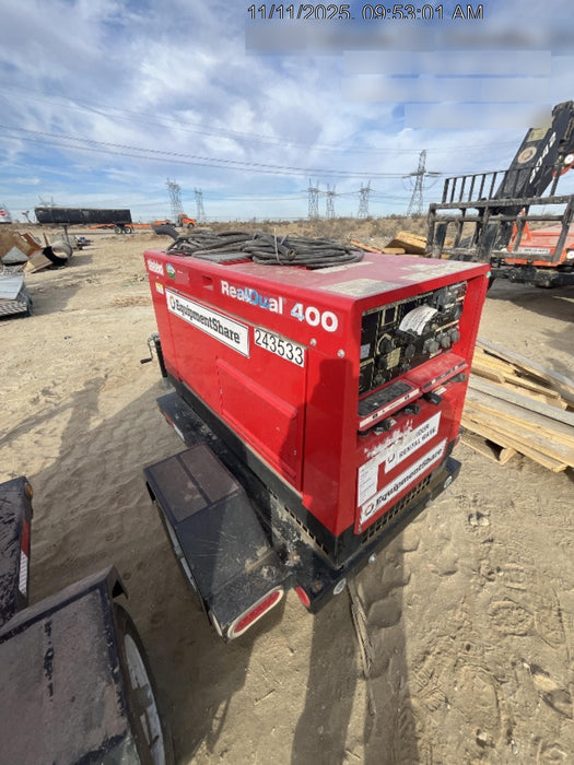 2022 Shindaiwa DGW400MDL Kubota D902 Engine, 23 HP, Dual Op Welder, Wire, Arc, Droop Stick, Tig, and CC Stick Functionality, Simulphase, 3 Phase and 1 Phase Gen Output, Single Axle NB Trlr, Slr Trckl Chrg 12V 12W, Fire Ext