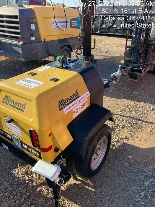 2022 Allmand NLV3GR (4) LED Light Fixture 350W, 23' Vertical Mast, 3kW Prime, Towable, Deep Sea L401, Leveling Jacks, Yanmar T4F 5.8hp