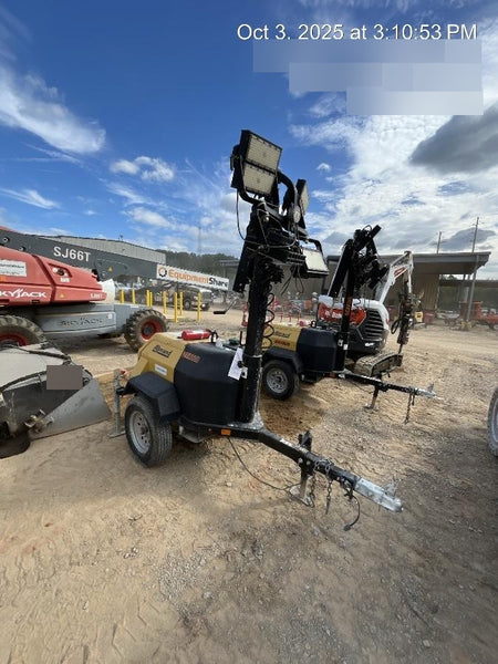 2022 Allmand NLV3GR (4) LED Light Fixture 350W, 23' Vertical Mast, 3kW Prime, Towable, Deep Sea L401, Leveling Jacks, Yanmar T4F 5.8hp