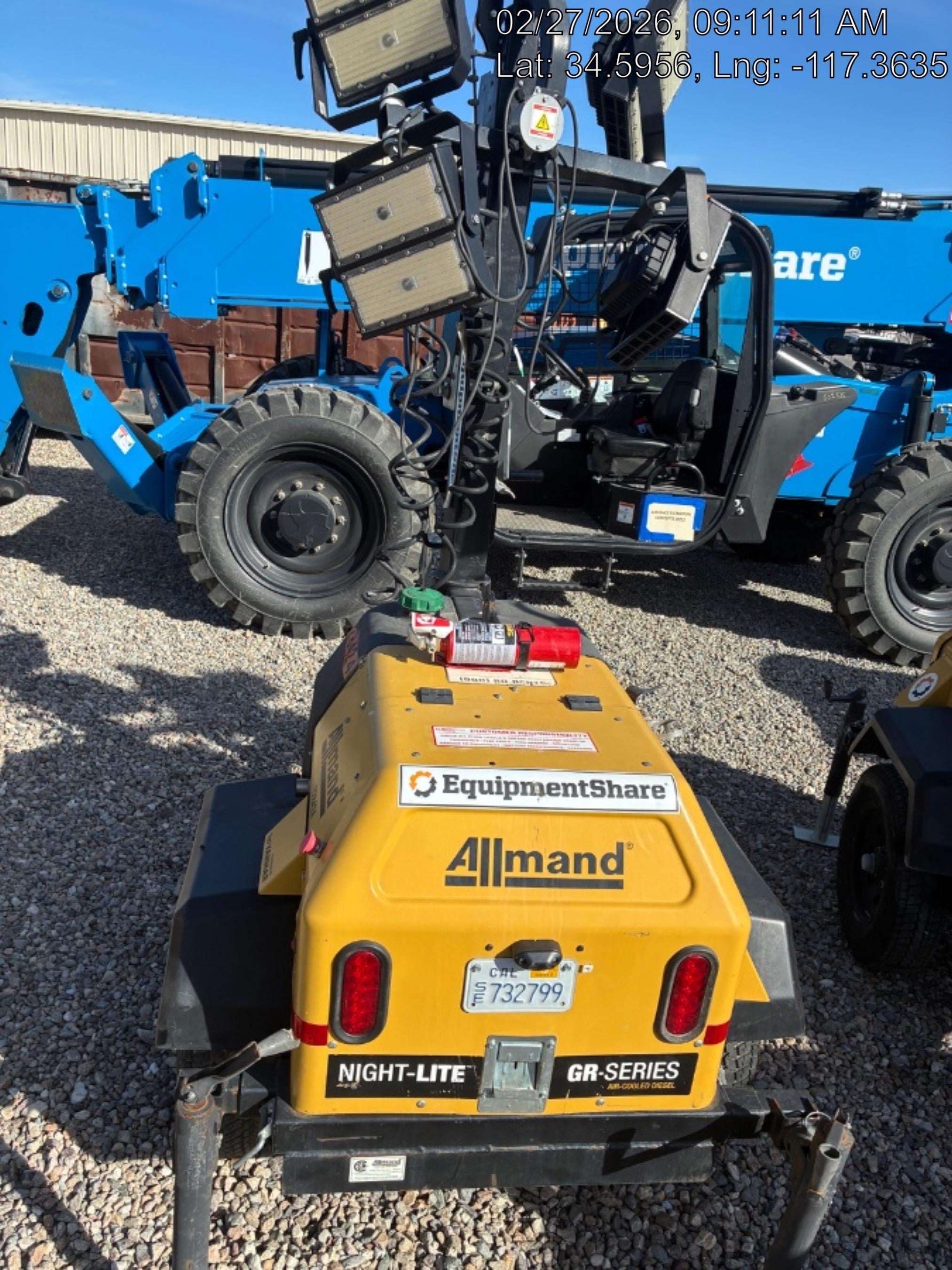 2021 Allmand NLV3GR (4) LED Light Fixture 350W, 23' Vertical Mast, 3kW Prime, Towable, Deep Sea L401, Leveling Jacks, Yanmar T4F 5.8hp