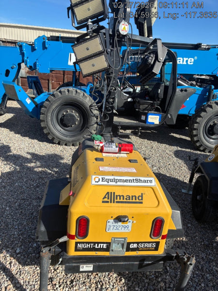 2021 Allmand NLV3GR (4) LED Light Fixture 350W, 23' Vertical Mast, 3kW Prime, Towable, Deep Sea L401, Leveling Jacks, Yanmar T4F 5.8hp