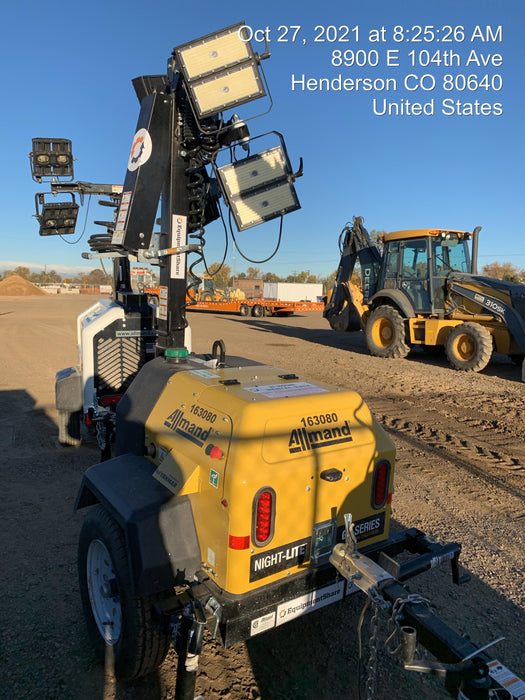 2021 Allmand NLV3GR (4) LED Light Fixture 350W, 23' Vertical Mast, 3kW Prime, Towable, Deep Sea L401, Leveling Jacks, Yanmar T4F 5.8hp