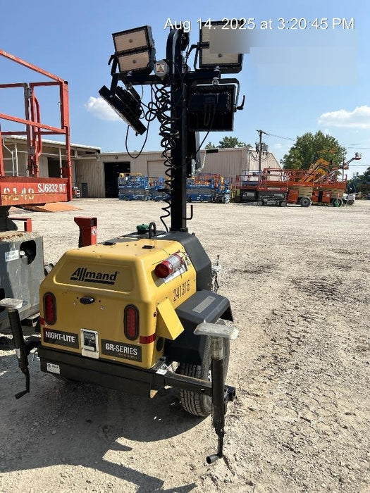 2022 Allmand NLV3GR (4) LED Light Fixture 350W, 23' Vertical Mast, 3kW Prime, Towable, Deep Sea L401, Leveling Jacks, Yanmar T4F 5.8hp