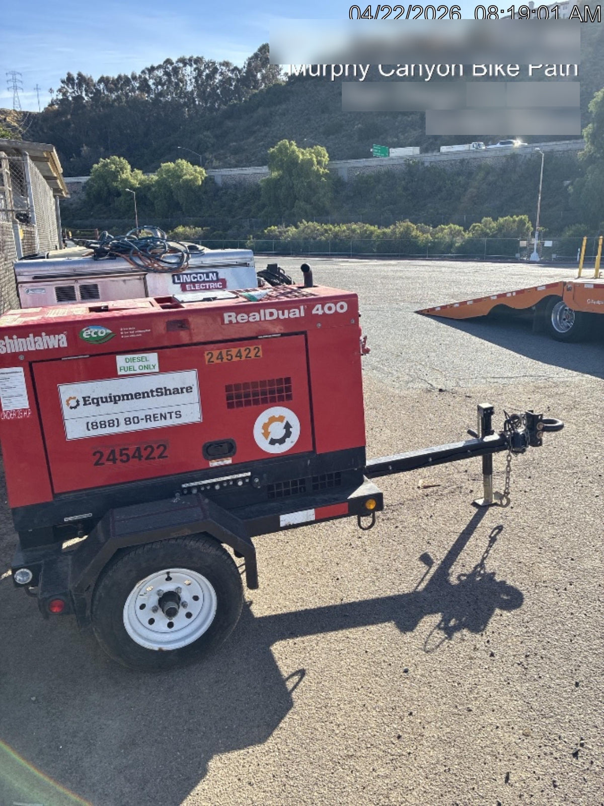 2022 Shindaiwa DGW400MDL Kubota D902 Engine, 23 HP, Dual Op Welder, Wire, Arc, Droop Stick, Tig, and CC Stick Functionality, Simulphase, 3 Phase and 1 Phase Gen Output, Single Axle NB Trlr, Slr Trckl Chrg 12V 12W, Fire Ext