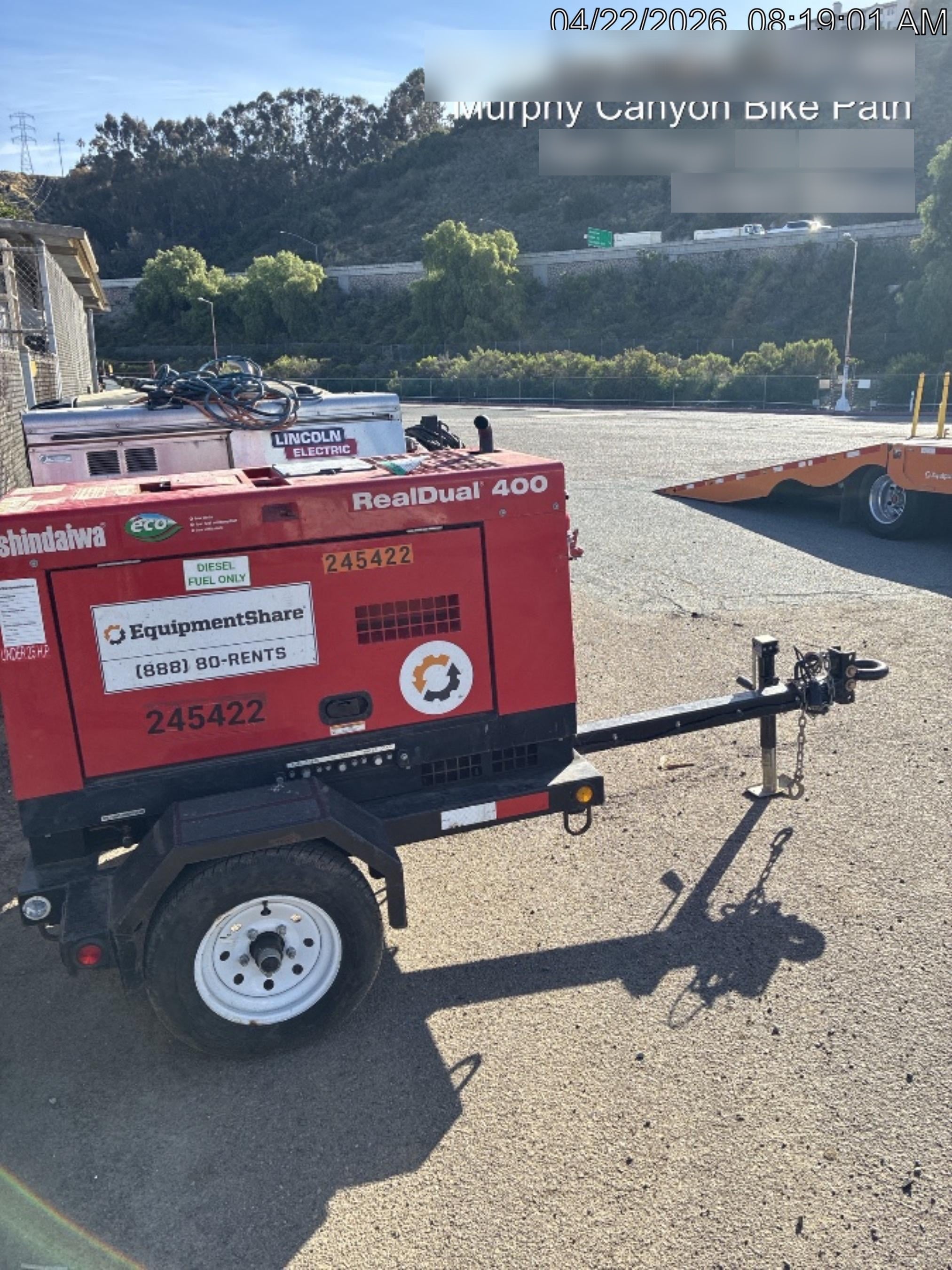 2022 Shindaiwa DGW400MDL Kubota D902 Engine, 23 HP, Dual Op Welder, Wire, Arc, Droop Stick, Tig, and CC Stick Functionality, Simulphase, 3 Phase and 1 Phase Gen Output, Single Axle NB Trlr, Slr Trckl Chrg 12V 12W, Fire Ext