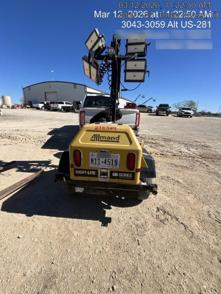 2022 Allmand NLV3GR (4) LED Light Fixture 350W, 23' Vertical Mast, 3kW Prime, Towable, Deep Sea L401, Leveling Jacks, Yanmar T4F 5.8hp