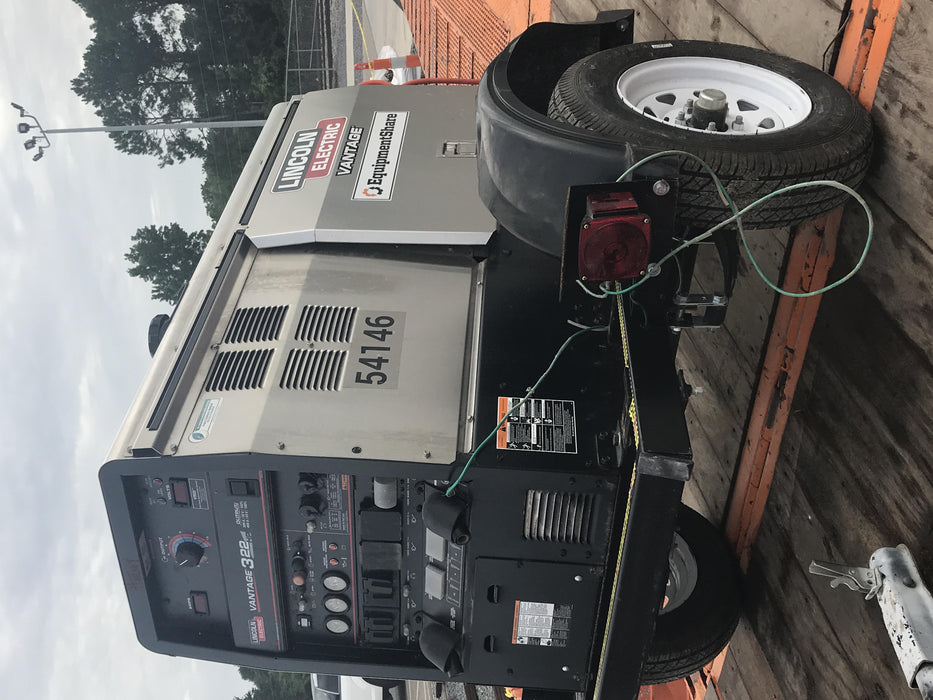 2019 Lincoln Electric Vantage 322 Welder Ready-Pak 3, Two wheel trailer, Fender and Light kit, Cable Rack