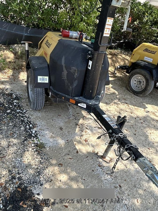 2022 Allmand NLV3GR (4) LED Light Fixture 350W, 23' Vertical Mast, 3kW Prime, Towable, Deep Sea L401, Leveling Jacks, Yanmar T4F 5.8hp