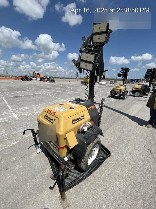 2022 Allmand NLV3GR (4) LED Light Fixture 350W, 23' Vertical Mast, 3kW Prime, Towable, Deep Sea L401, Leveling Jacks, Yanmar T4F 5.8hp