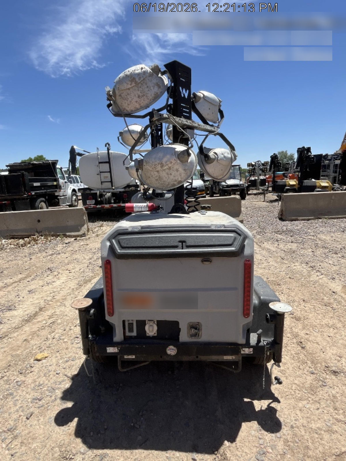 2019 Wacker Neuson LTV6L-MH Mobile Light Tower w/Fuel Level Sensor Installed