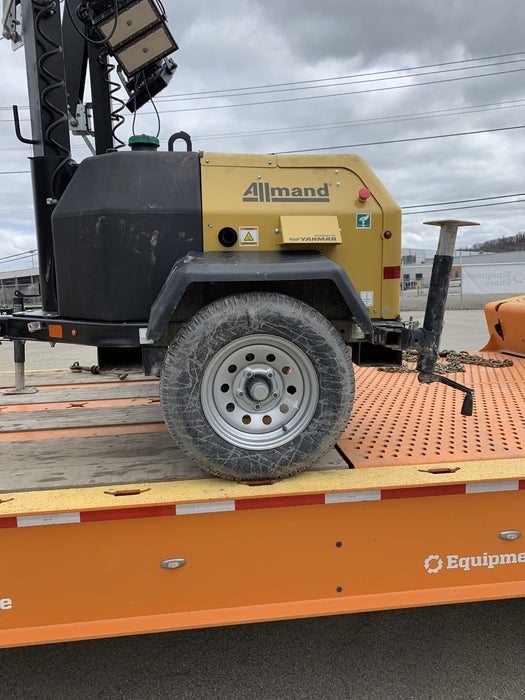 2021 Allmand NLV3GR (4) LED Light Fixture 350W, 23' Vertical Mast, 3kW Prime, Towable, Deep Sea L401, Leveling Jacks, Yanmar T4F 5.8hp