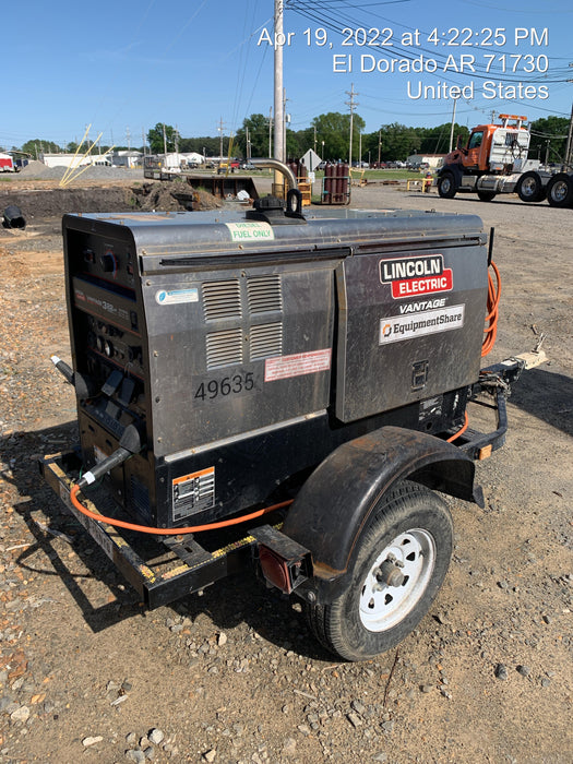 2019 Lincoln Electric Vantage 322 Ready-Pak 3, Two Wheel Trailer, Fender and Light Kit, Cable Rack