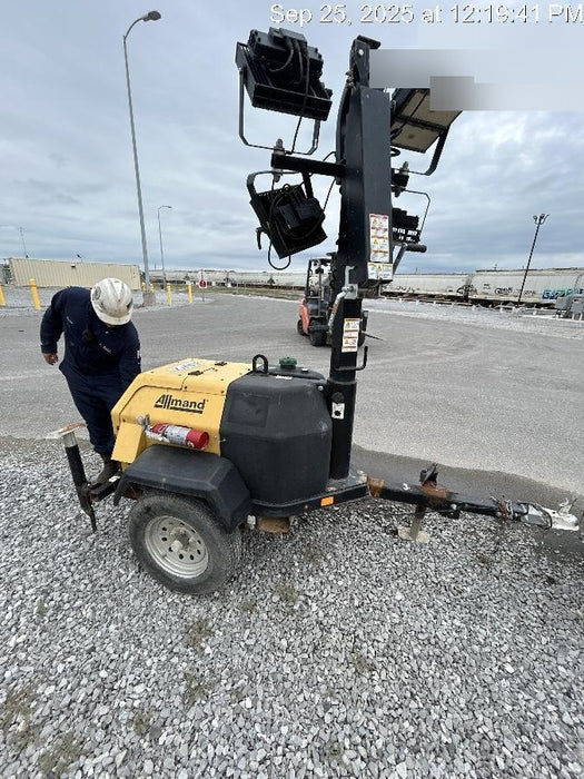 2022 Allmand NLV3GR (4) LED Light Fixture 350W, 23' Vertical Mast, 3kW Prime, Towable, Deep Sea L401, Leveling Jacks, Yanmar T4F 5.8hp