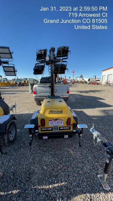 2022 Allmand NLV3GR (4) LED Light Fixture 350W, 23' Vertical Mast, 3kW Prime, Towable, ES Decals, T3