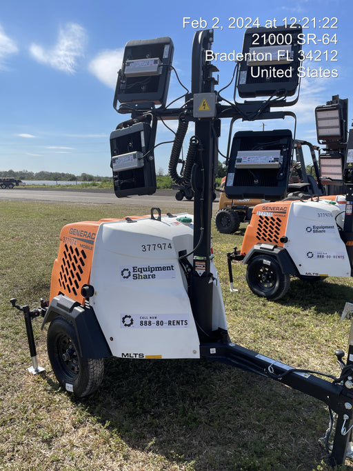 2023 Generac MLT2 Diesel, Flex Switch 120V Input, Powerzone Controller, 
(4) 320W LED Lights, 4kW Generator, 39.9 Gal Fuel Tank, 2" Ball, T3