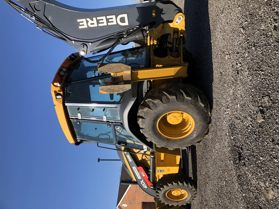 2020 John Deere 410L - Extendable Stick Cab/Heat/Air, 4WD, Extendable Stick, Pilot Controls, 2 Way Hydraulics, TAG Manual QC