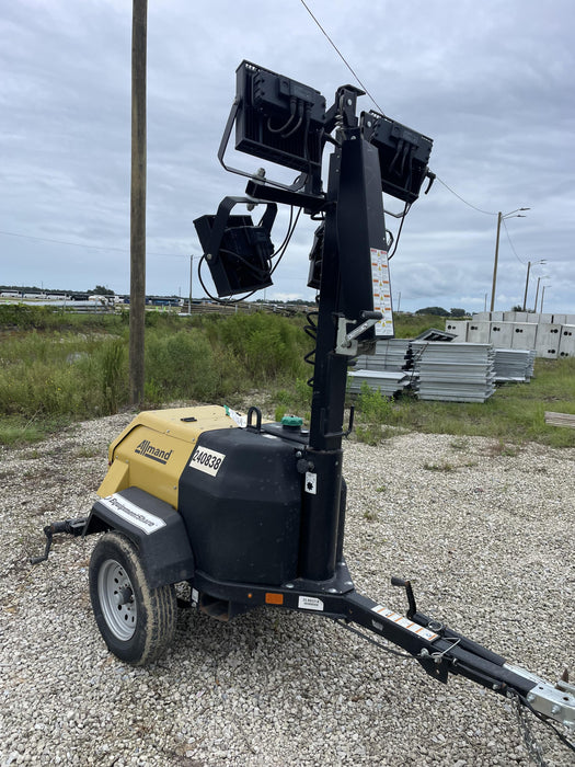 2022 Allmand NLV3GR (4) LED Light Fixture 350W, 23' Vertical Mast, 3kW Prime, Towable, Deep Sea L401, Leveling Jacks, Yanmar T4F 5.8hp