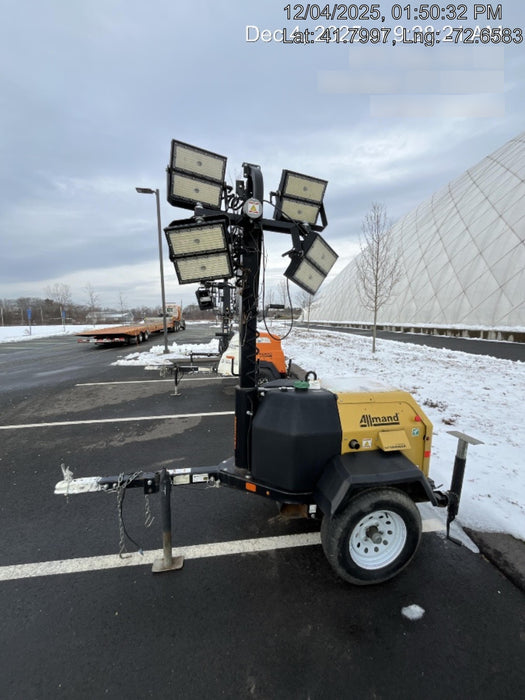 Allmand NLV3GR (4) LED Light Fixture 350W, 23' Vertical Mast, 3kW Prime, Towable, Deep Sea L401, Leveling Jacks, Yanmar T4F 5.8hp