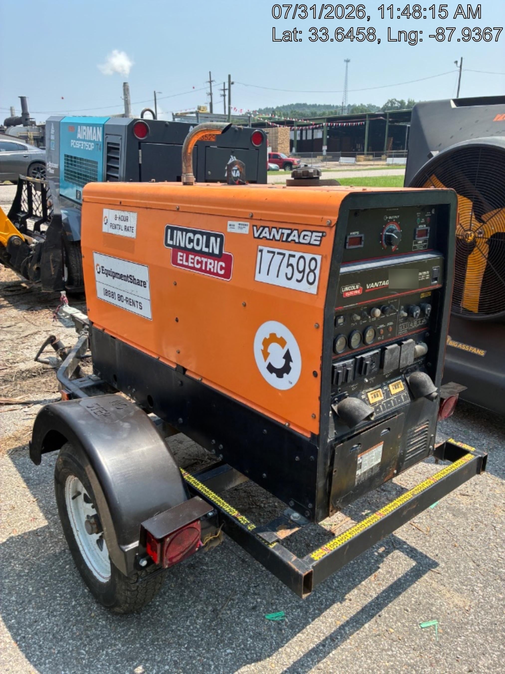 2021 Lincoln Electric Vantage 322 Vantage 322 Ready Pak 3 w/ Decals, ORANGE (includes trailer, cable rack, fender light kit) NO Telematics