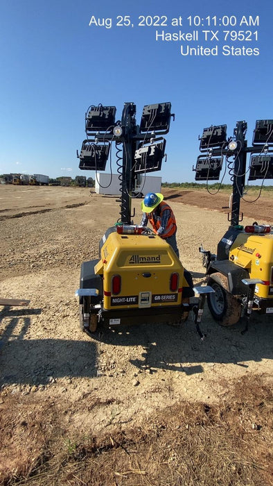 2022 Allmand NLV3GR (4) LED Light Fixture 350W, 23' Vertical Mast, 3kW Prime, Towable, ES Decals, T3