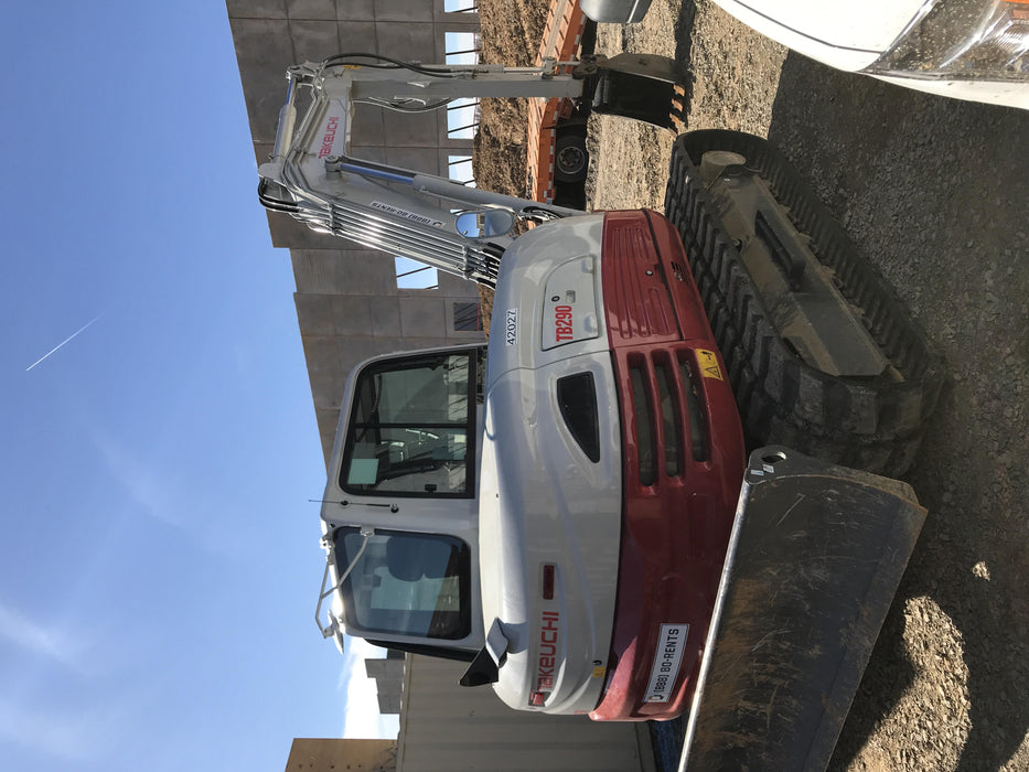 2019 Takeuchi TB290 Cab/Heat/AC Rubber tracks, Dozer blade, Travel alarm, Auxiliary hydraulics Manual QC, Hydraulic thumb, 18", 24", and 36" Buckets