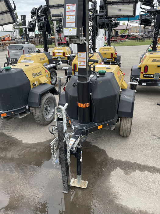 2022 Allmand NLV3GR (4) LED Light Fixture 350W, 23' Vertical Mast, 3kW Prime, Towable, Deep Sea L401, Leveling Jacks, Yanmar T4F 5.8hp