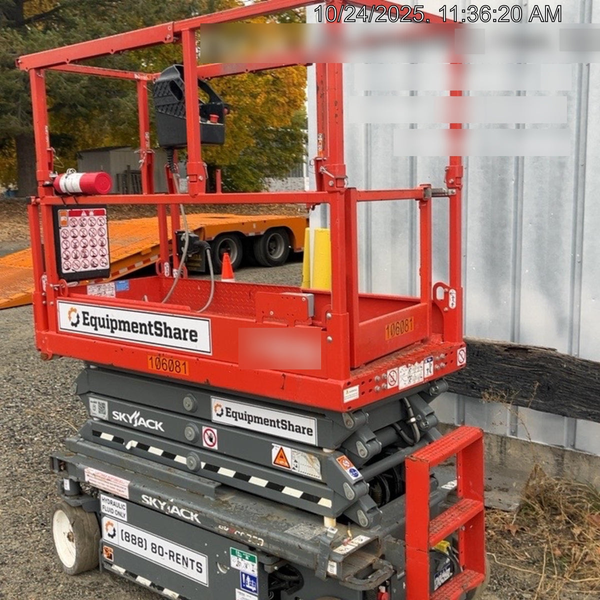 2020 Skyjack SJIII-3219 Solid NM Tires, Half height spring hinged entry gate, Dual Beacons, 800W Inverter