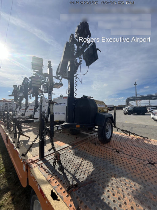 2022 Allmand NLV3GR (4) LED Light Fixture 350W, 23' Vertical Mast, 3kW Prime, Towable, Deep Sea L401, Leveling Jacks, Yanmar T4F 5.8hp