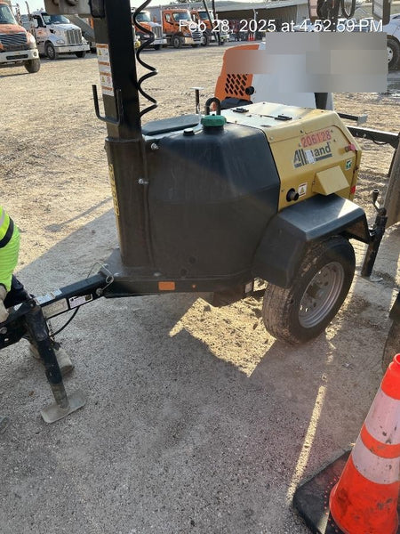 2022 Allmand NLV3GR (4) LED Light Fixture 350W, 23' Vertical Mast, 3kW Prime, Towable, Deep Sea L401, Leveling Jacks, Yanmar T4F 5.8hp