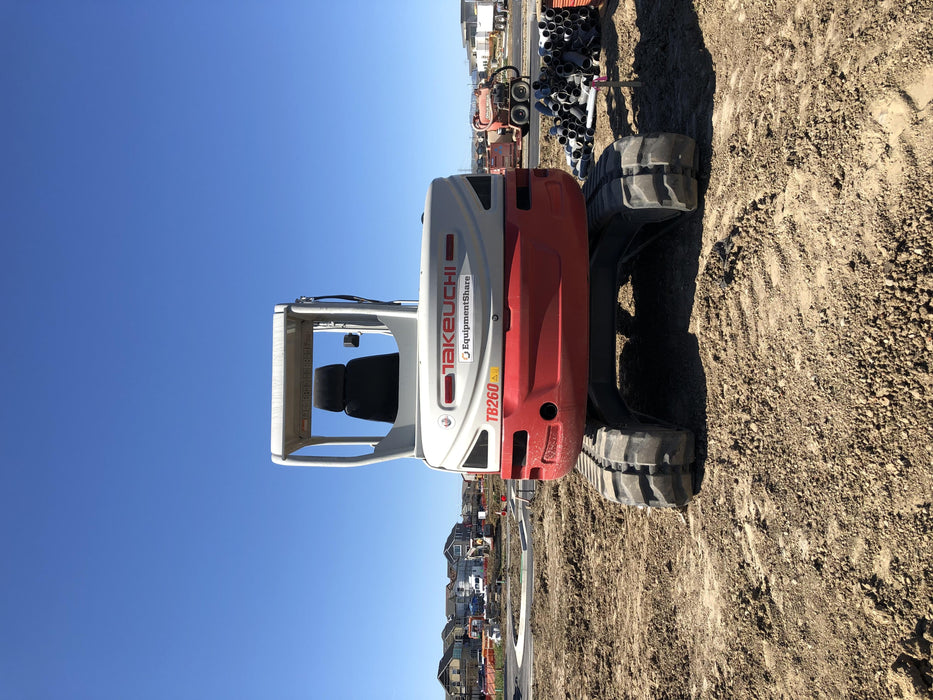 2019 Takeuchi TB260 Canopy, Standard Blade, Auxiliary hydraulics Manual QC, Hydraulic thumb, 12" ,18", 24" Bucket