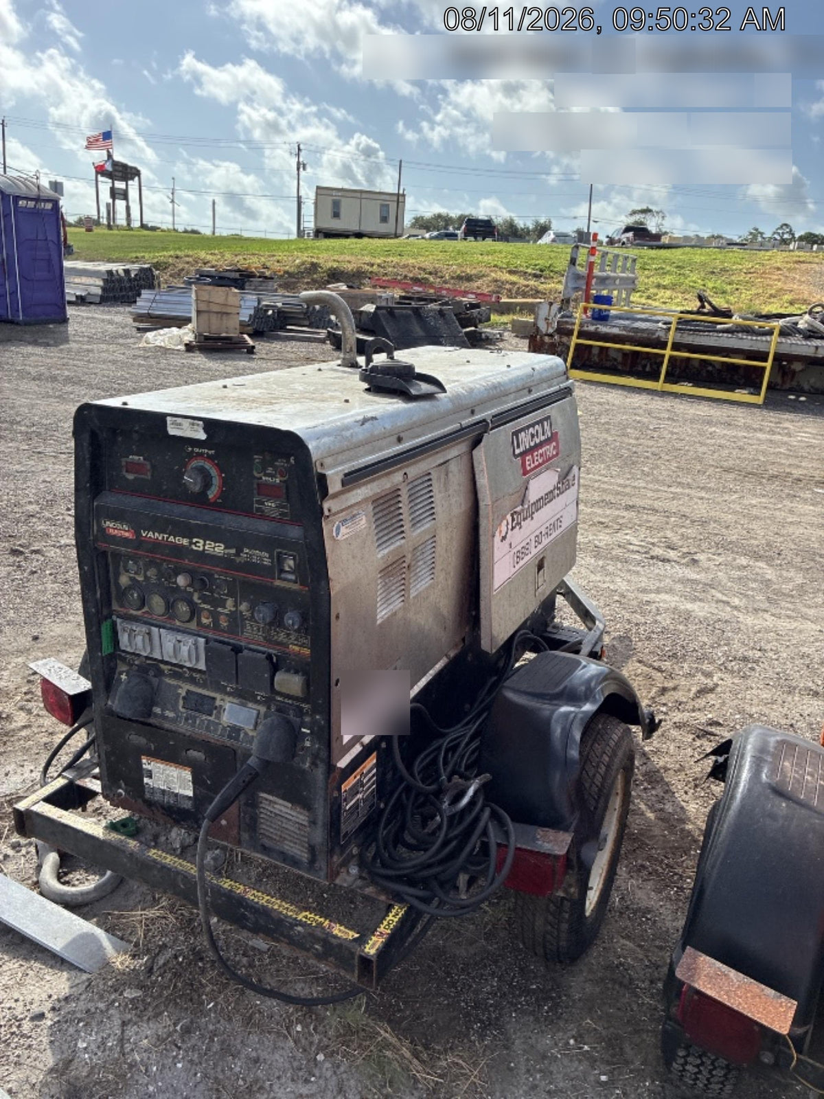 2019 Lincoln Electric Vantage 322 Welder Ready-Pak 3, Two wheel trailer, Fender and Light kit, Cable Rack