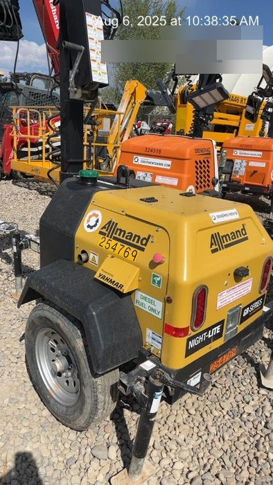 2022 Allmand NLV3GR (4) LED Light Fixture 350W, 23' Vertical Mast, 3kW Prime, Towable, ES Decals, T3