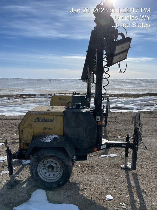 2022 Allmand NLV3GR (4) LED Light Fixture 350W, 23' Vertical Mast, 3kW Prime, Towable, ES Decals, T3