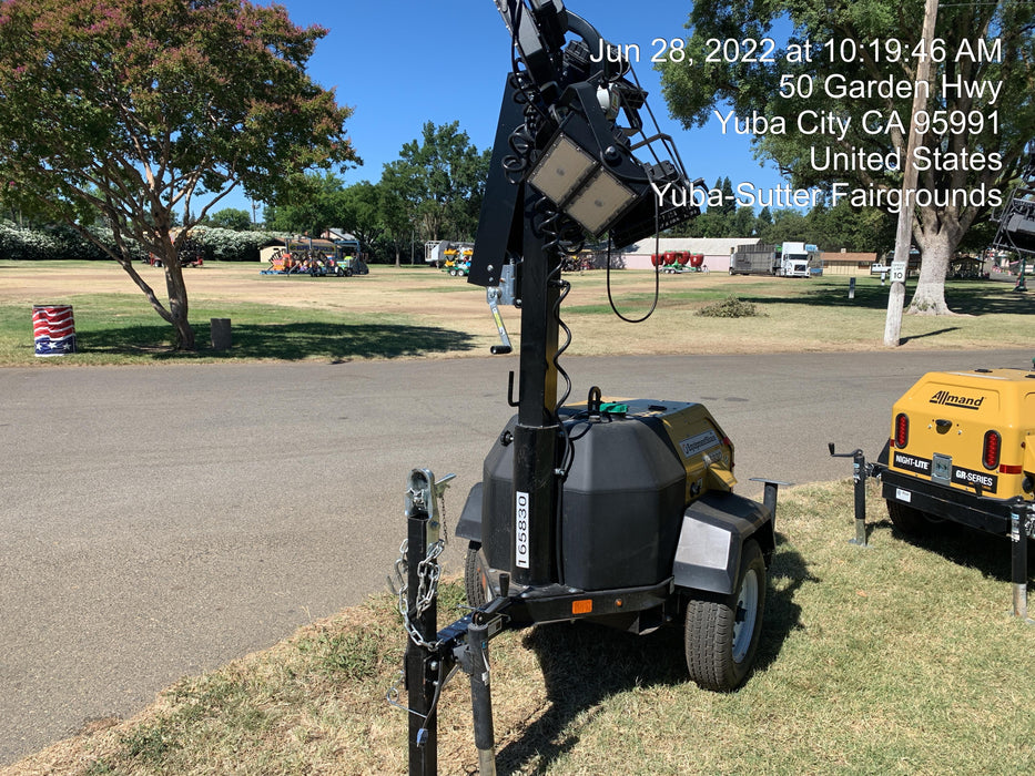 2021 Allmand NLV3GR (4) LED Light Fixture 350W, 23' Vertical Mast, 3kW Prime, Towable, Deep Sea L401, Leveling Jacks, Yanmar T4F 5.8hp