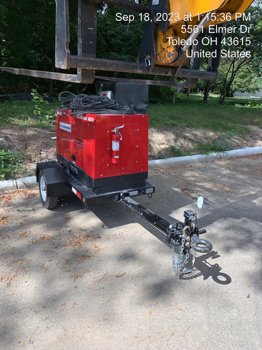 2023 Shindaiwa DGW400MDL Kubota D902 Engine, 23 HP, Dual Op Welder, Wire, Arc, Droop Stick, Tig, and CC Stick Functionality, Simulphase, 3 Phase and 1 Phase Gen Output, Single Axle NB Trlr, Slr Trckl Chrg 12V 12W, Fire Ext