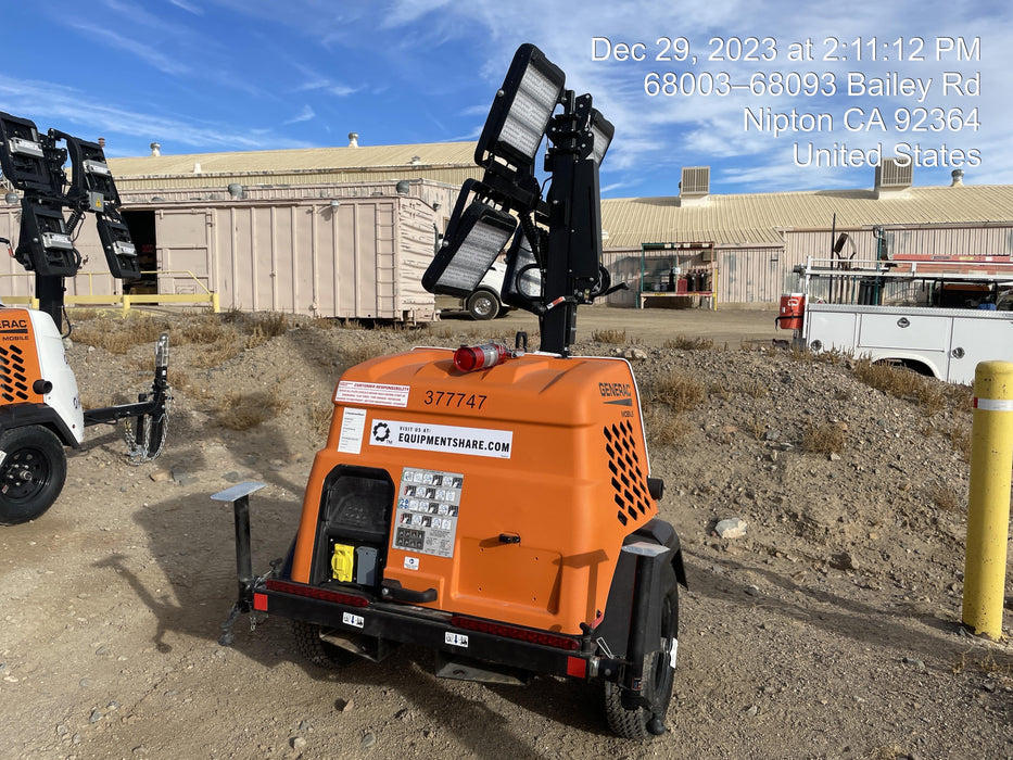 2023 Generac MLT2 Diesel, Flex Switch 120V Input, Powerzone Controller, 
(4) 320W LED Lights, 4kW Generator, 39.9 Gal Fuel Tank, 2" Ball, T3