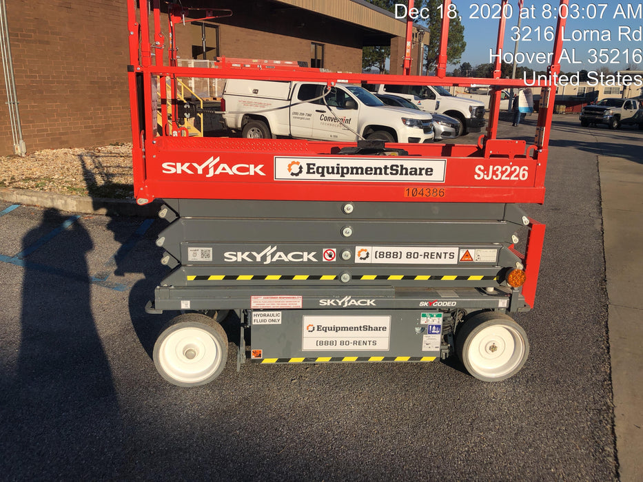 2020 Skyjack SJIII-3226 Solid NM Tires, Half height spring hinged entry gate, Dual Beacons