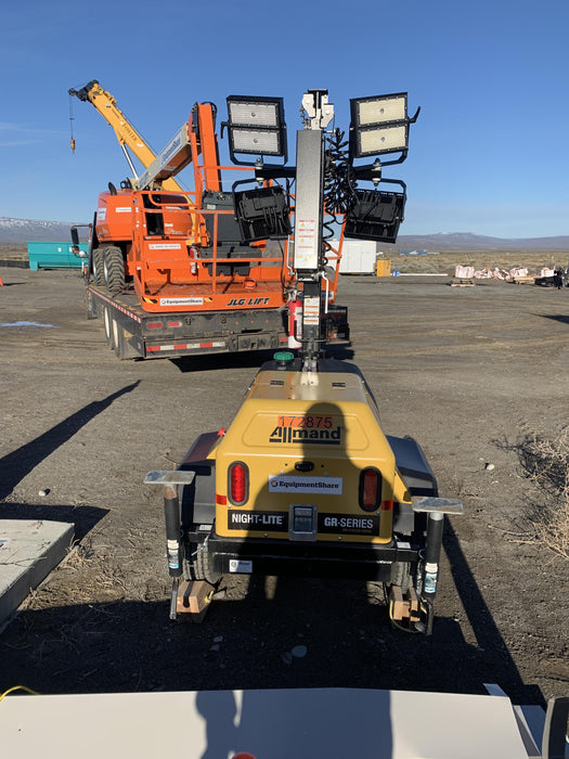 2021 Allmand NLV3GR (4) LED Light Fixture 350W, 23' Vertical Mast, 3kW Prime, Towable, Deep Sea L401, Leveling Jacks, Yanmar T4F 5.8hp