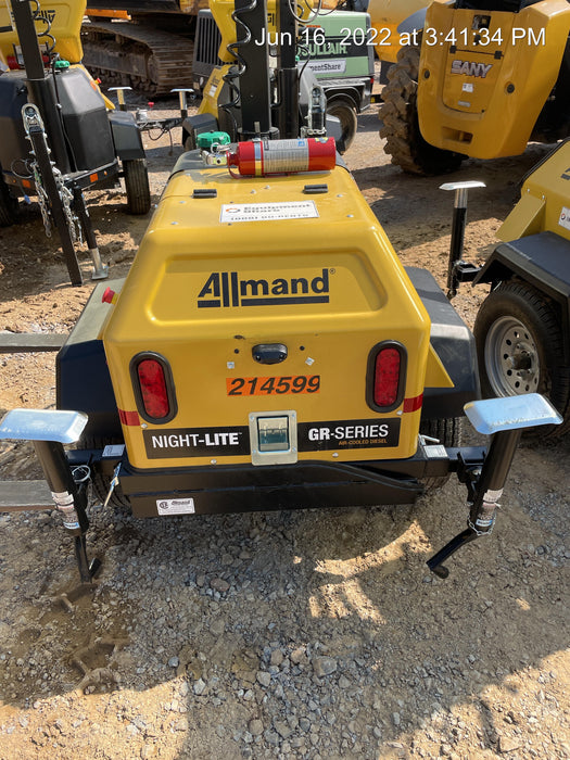 2022 Allmand NLV3GR (4) LED Light Fixture 350W, 23' Vertical Mast, 3kW Prime, Towable, Deep Sea L401, Leveling Jacks, Yanmar T4F 5.8hp