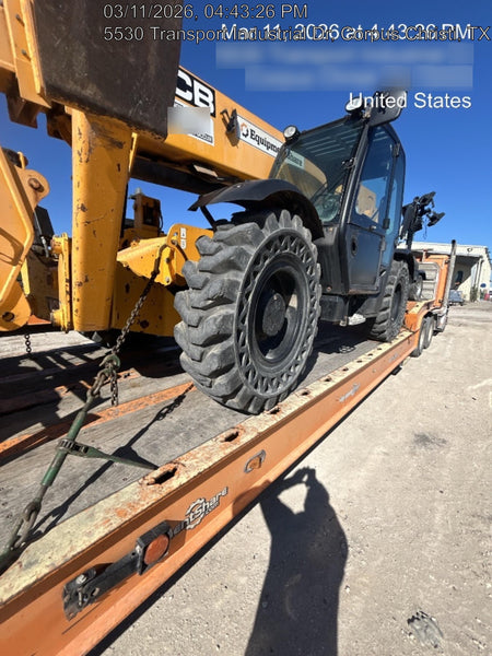 2019 JCB 510-56 74 HP w/CAB/HVAC, Beacon, Worklights, Aux Hydraulics, Solid Tires 66" Carriage/60" Forks