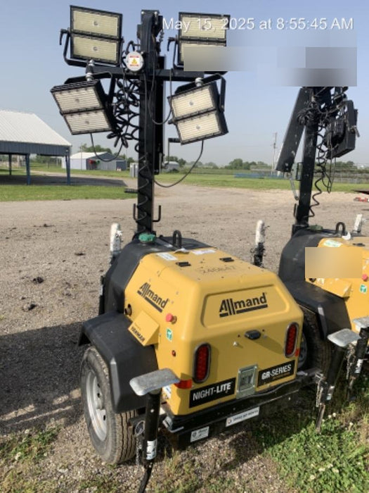 2022 Allmand NLV3GR (4) LED Light Fixture 350W, 23' Vertical Mast, 3kW Prime, Towable, ES Decals, T3