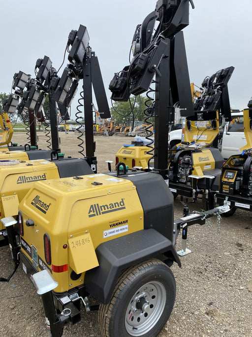 2022 Allmand NLV3GR (4) LED Light Fixture 350W, 23' Vertical Mast, 3kW Prime, Towable, ES Decals, T3