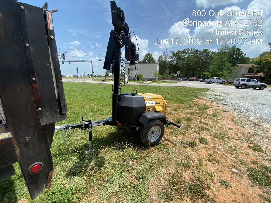 2022 Allmand NLV3GR (4) LED Light Fixture 350W, 23' Vertical Mast, 3kW Prime, Towable, Deep Sea L401, Leveling Jacks, Yanmar T4F 5.8hp