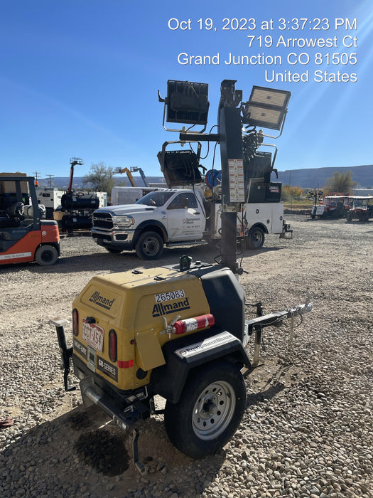 2022 Allmand NLV3GR (4) LED Light Fixture 350W, 23' Vertical Mast, 3kW Prime, Towable, ES Decals, T3