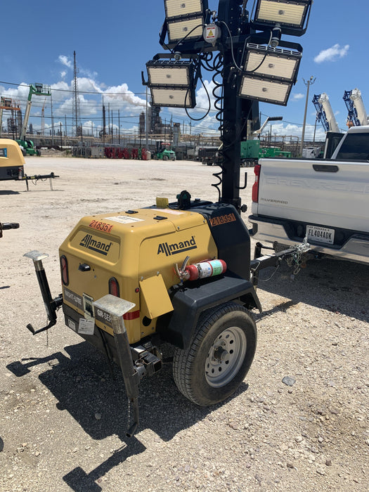 2022 Allmand NLV3GR (4) LED Light Fixture 350W, 23' Vertical Mast, 3kW Prime, Towable, Deep Sea L401, Leveling Jacks, Yanmar T4F 5.8hp