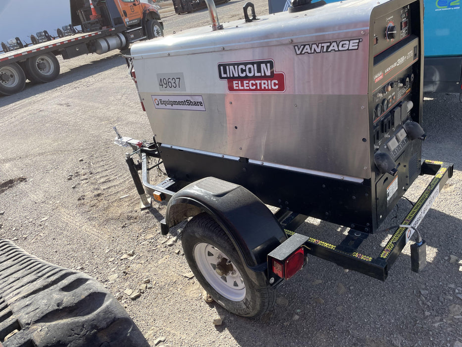 2019 Lincoln Electric Vantage 322 Ready-Pak 3, Two Wheel Trailer, Fender and Light Kit, Cable Rack