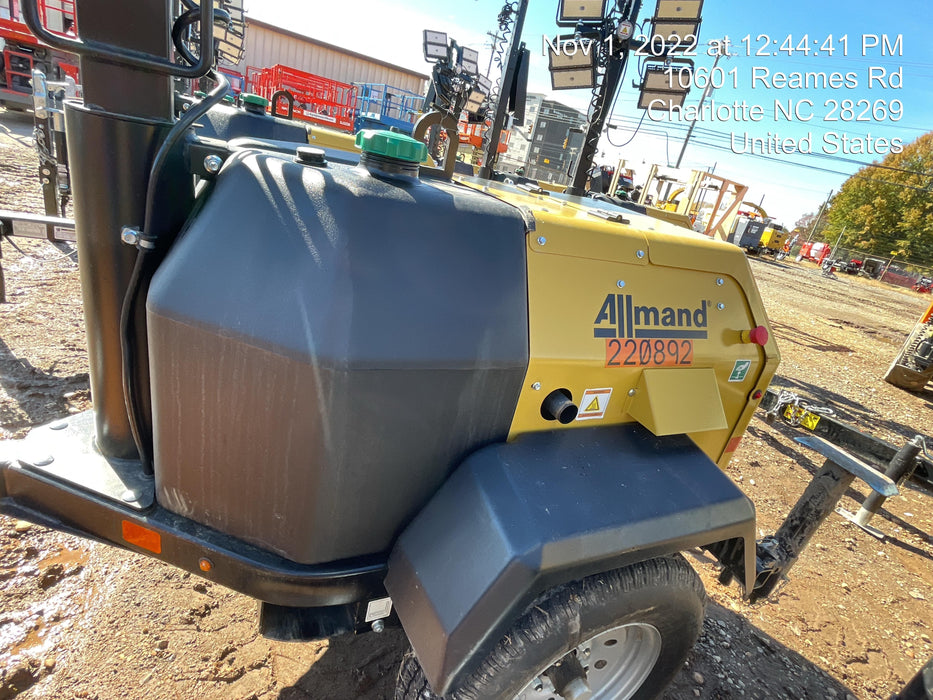 2022 Allmand NLV3GR (4) LED Light Fixture 350W, 23' Vertical Mast, 3kW Prime, Towable, Deep Sea L401, Leveling Jacks, Yanmar T4F 5.8hp